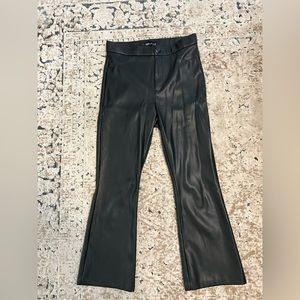 Zara Faux Leather Cropped Flare Pants Size Large